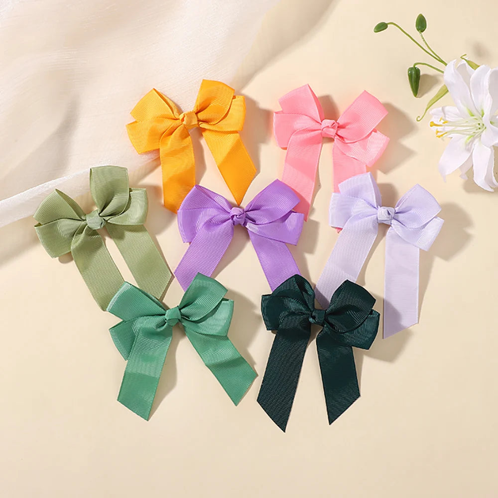 30Pcs/lot Boutique Ribbon Tassel Bow Hair Clip Set Colorful Cheer Bow Hairgripes Girls Lovely Headdress Gift