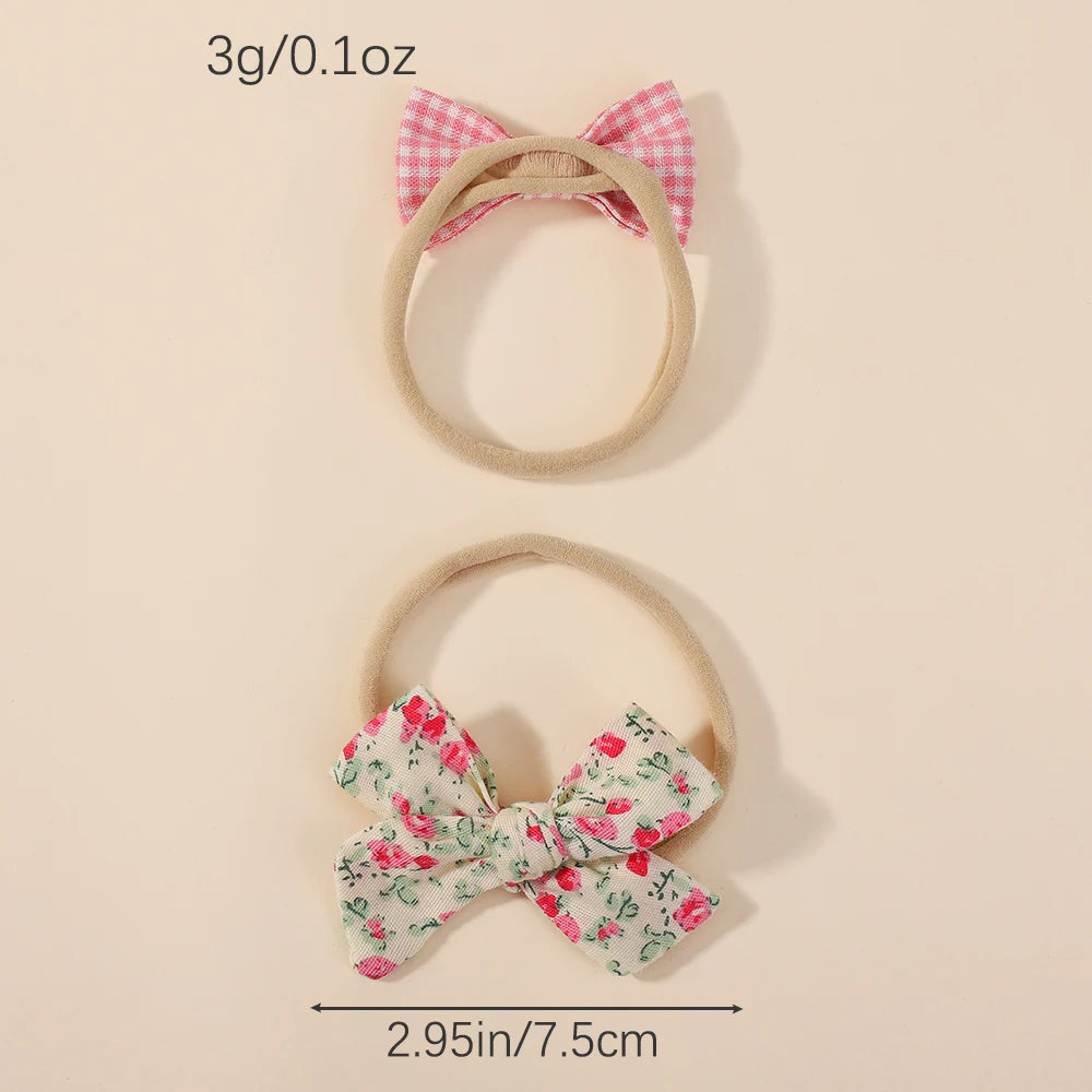 12Pcs/lot A Variety of Butterfly Tie Headband Sets for Children's Sweet Hair Accessories Nylon Elastic Bows Headband for Toddler