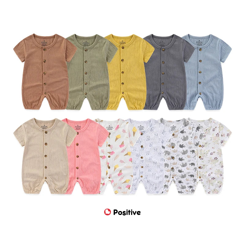 Fashion Cartoon 2-Piece Unisex Short Sleeve Baby Boy Girl Rompers 100%Cotton Soft infant Jumpsuit Clothes