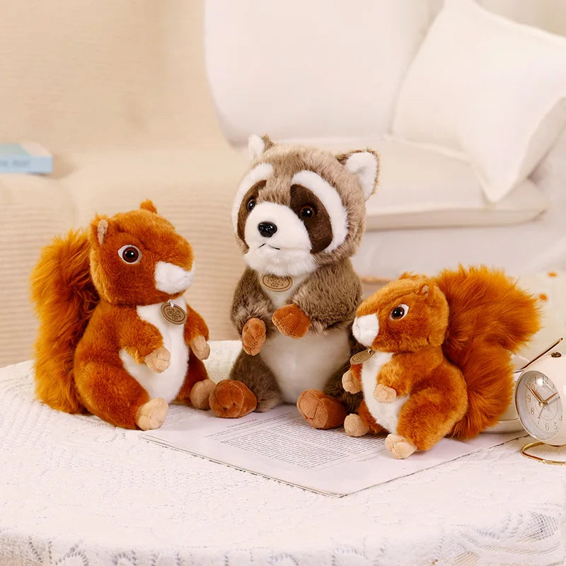 Cute Simulation Squirrel Raccoon Plush Toys Stuffed Soft Animal Dolls For Children Girls Baby Birthday Christmas Gifts