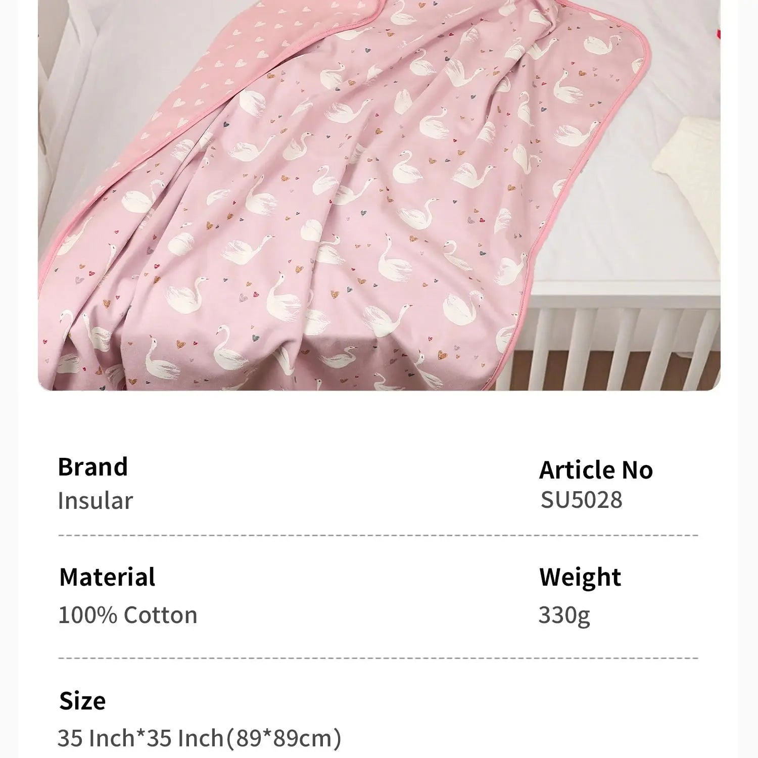 INSULAR Child Cotton Cover 2-layer Infant Swaddling Quilt Kid Nap Blanket Breathable Baby Blanket Skin-friendly Multi-functional
