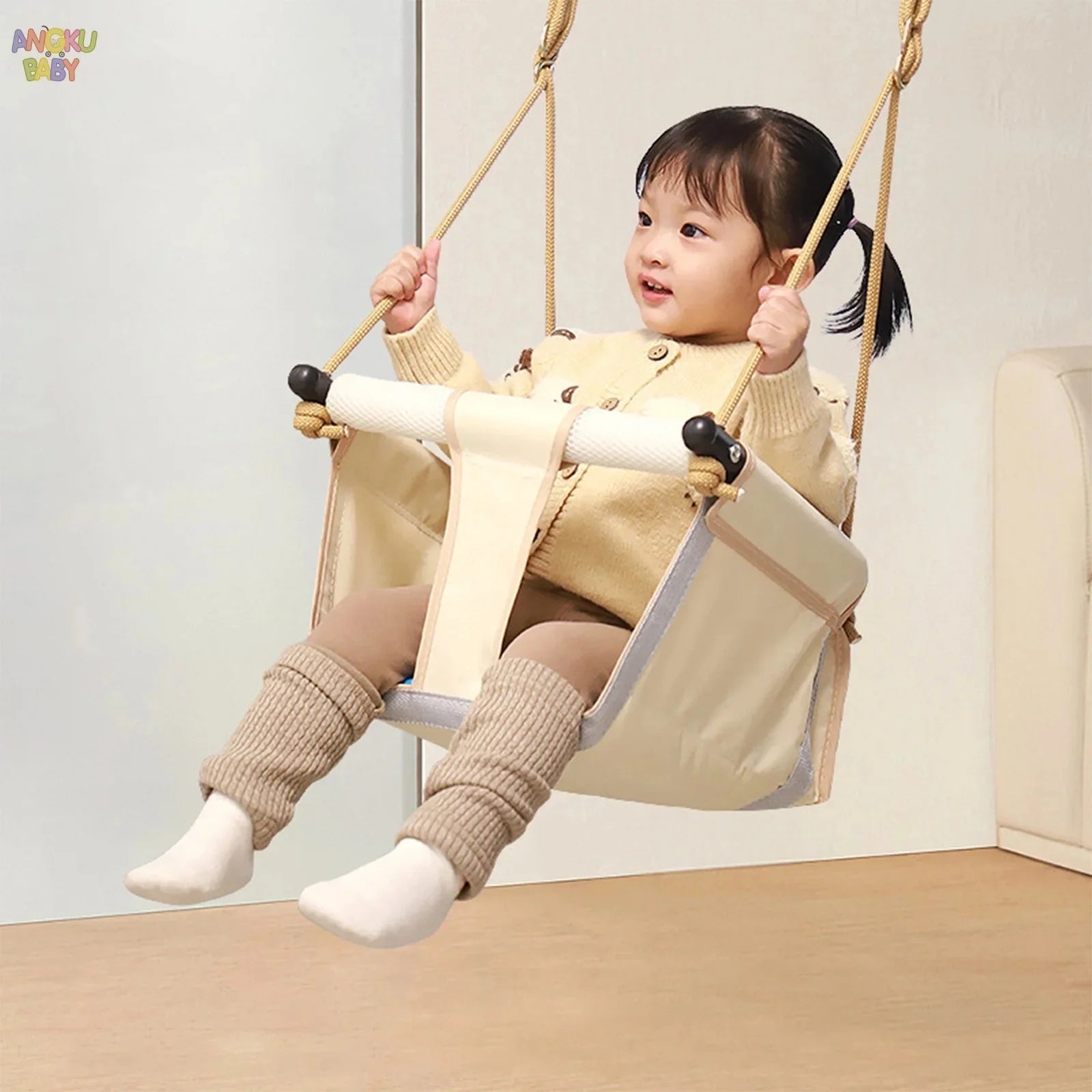 Adjustable Baby Swing - Foldable 360° D-Shaped Portable Rocker