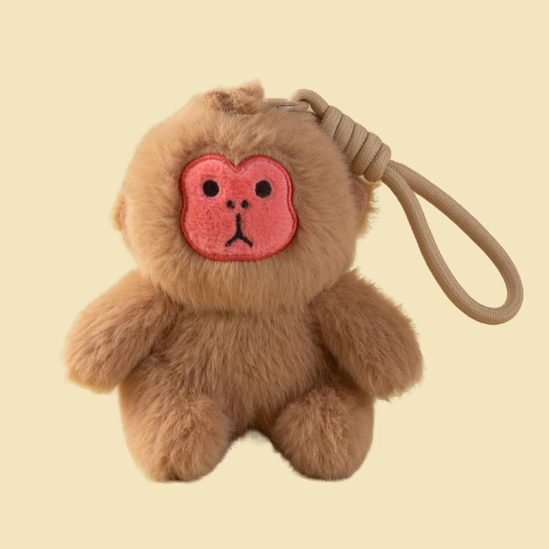 Golden Monkey Plush Toy Keychain Holder White-Faced Saki Pendant Soft Dolls Fun Accessory To Bag Functional Plushie Keyring Gift