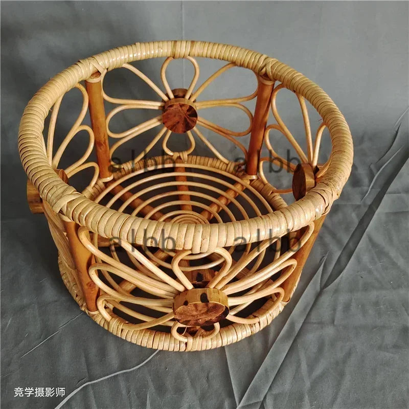 1pc Rattan Baby Bed Chair Round Sleeping Basket Newborn Photo Prop Studio Shooting Essential Infant Photography Accessory Supply
