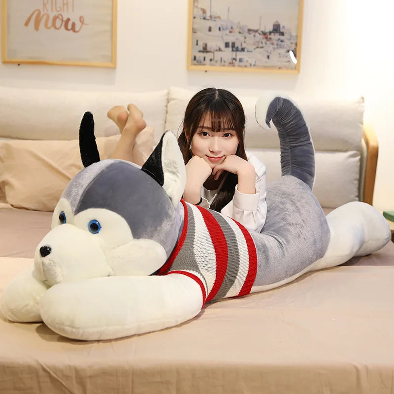 Hot New Huggable Giant Dog Plush Toy Soft Stuffed Husky Long Pillow Cartoon Animal Doll Sleeping Cushion Home Decor Kids Gift