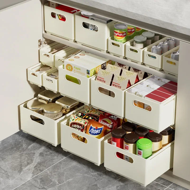 Foldable Clothes Storage Basket Expandable Storage Box Kitchen Cabinet Drawer Organizer Pull-out Snacks Beverage Storage Box