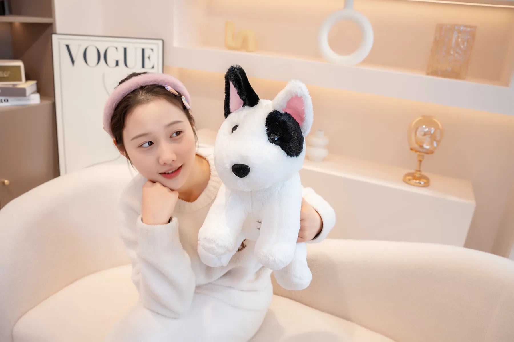 New 40/50cm Sitting Posture Bull Terrier Plush Toys Kawaii Pet Dog Stuffed Animal Toy Sleep Mate Throw Pillow Kid Birthday Gift