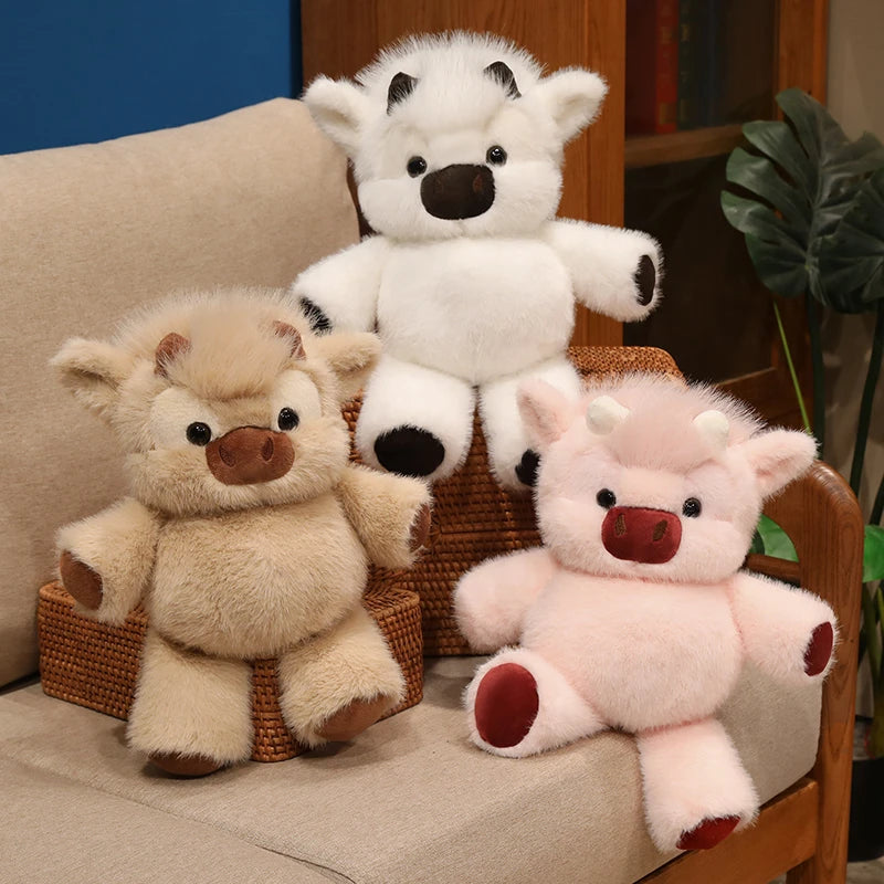 Adorable Highland Cattle Plush Toy 40cm - Huggable Running Cow Stuffed Animal Made with Premium Soft Fabric, Soothing Companion