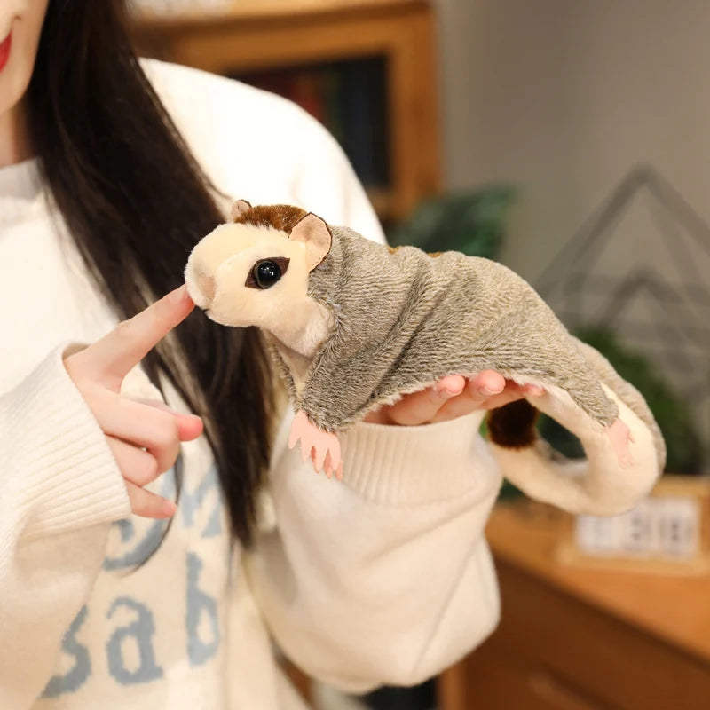 Super Cool Flyling Sugar Glider Plush Toy Cozy Soft Flying Squirrel Hand Puppet Cute Pet Toy Funny Gift for Kids