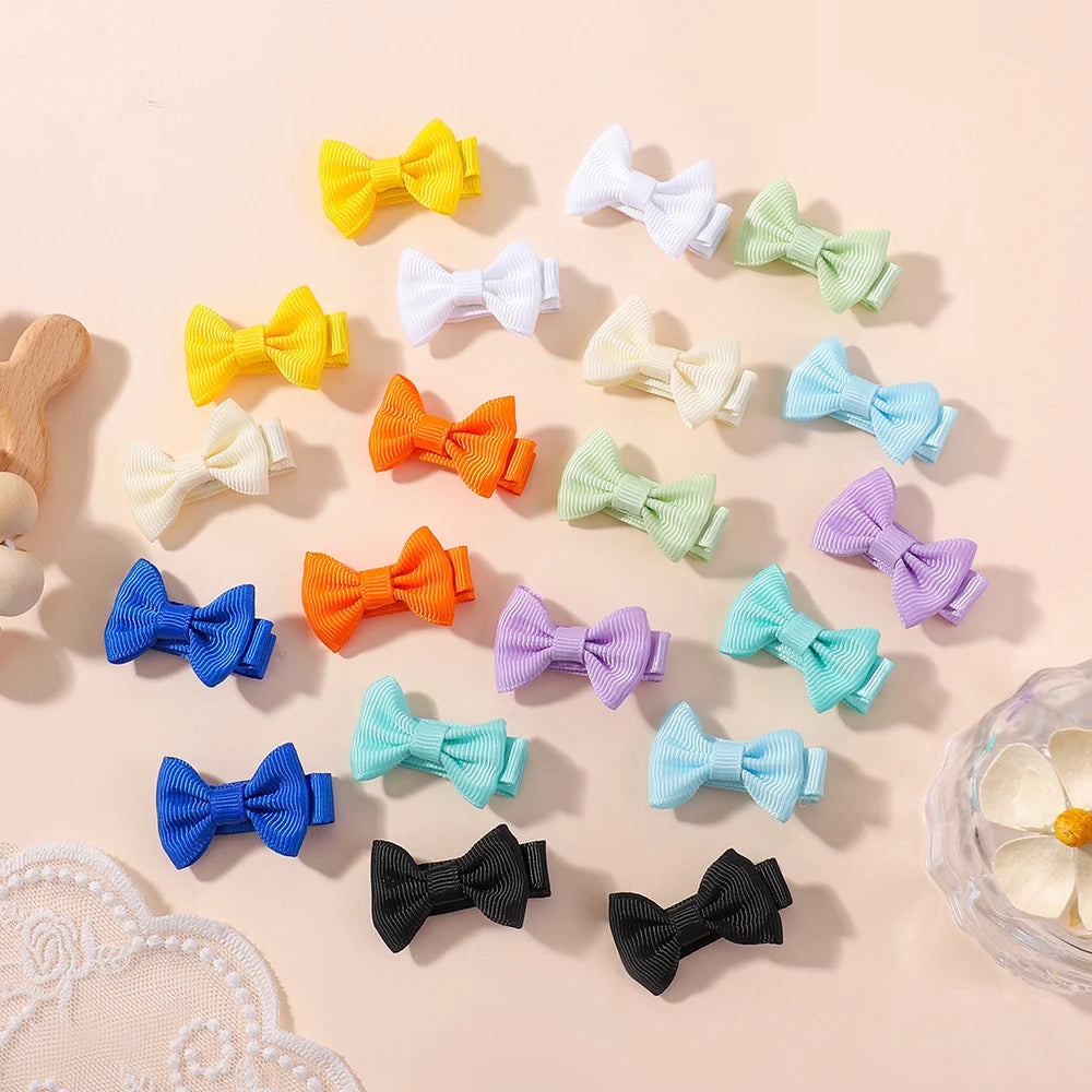 10pcs/set Cute Mini Hair Baby Bow Clips for Girls Lovely  Ribbon Handmade Bowbots Hairpins Headwear Kid Hair Accessories