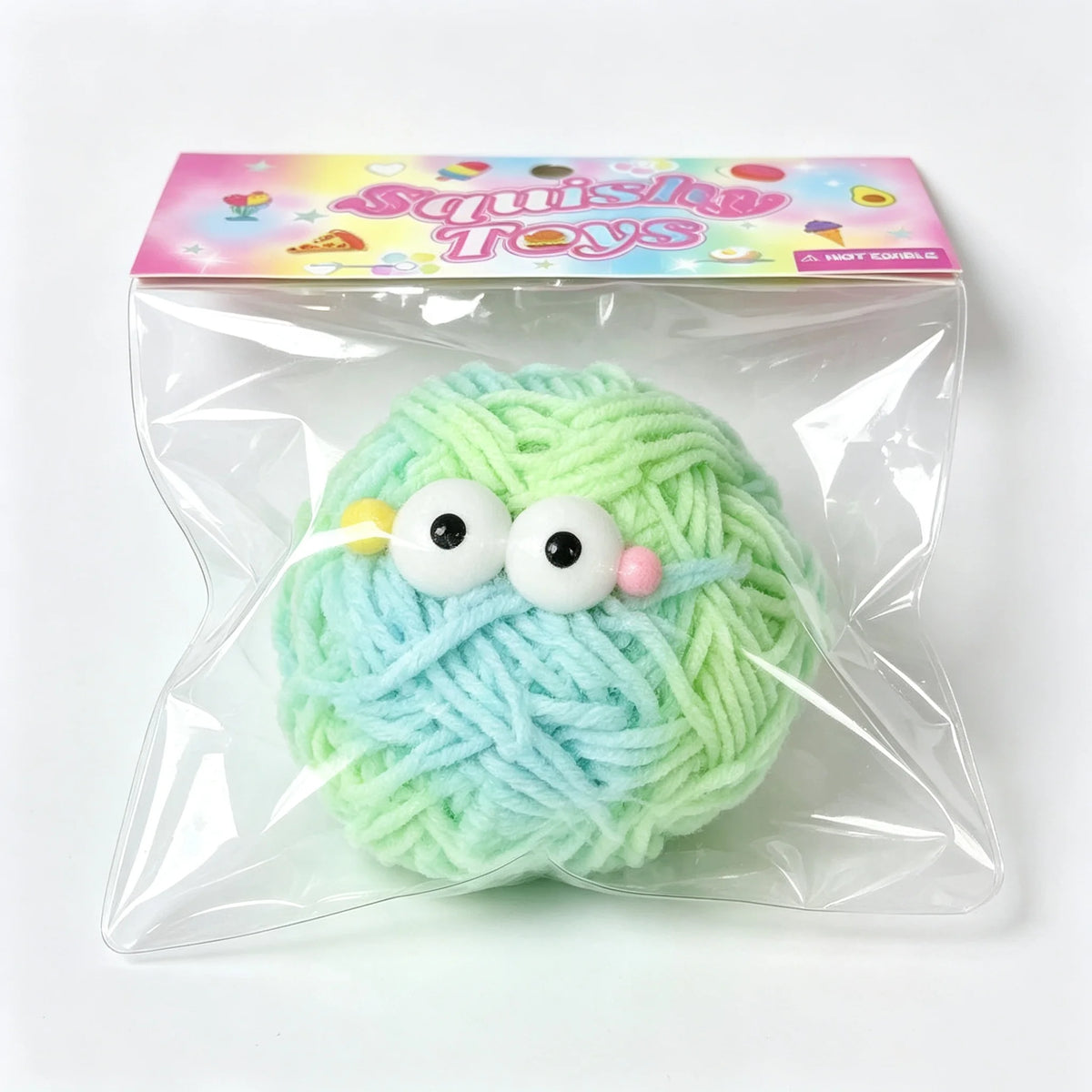 Cute Yarn Squishy Toy Kawaii Mochi Squeeze Stress Relief Toy Soft Yarn Ball Fidget Toy Slow Rising Gift for Kids