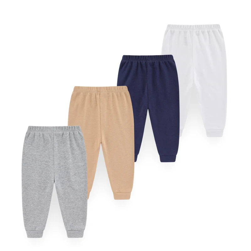 4-Piece Unisex Baby Pants 100%Cotton Solid Color 0-24 Months Boy Girl Trousers Four Seasons Infant Clothes