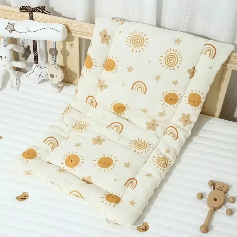 Washable Cartoon Baby Stroller Cushion Rainbow Rabbit Trolley Mattress Cotton Flower Baby Seat Cushion Toddler