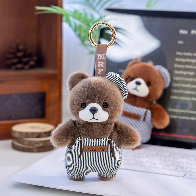 10cm New Kawaii Little Bears Pendant Plush Toy Stuffed Soft Animal Cartoon Bear Backpack School Bag Keychain Decor for Kids Gift