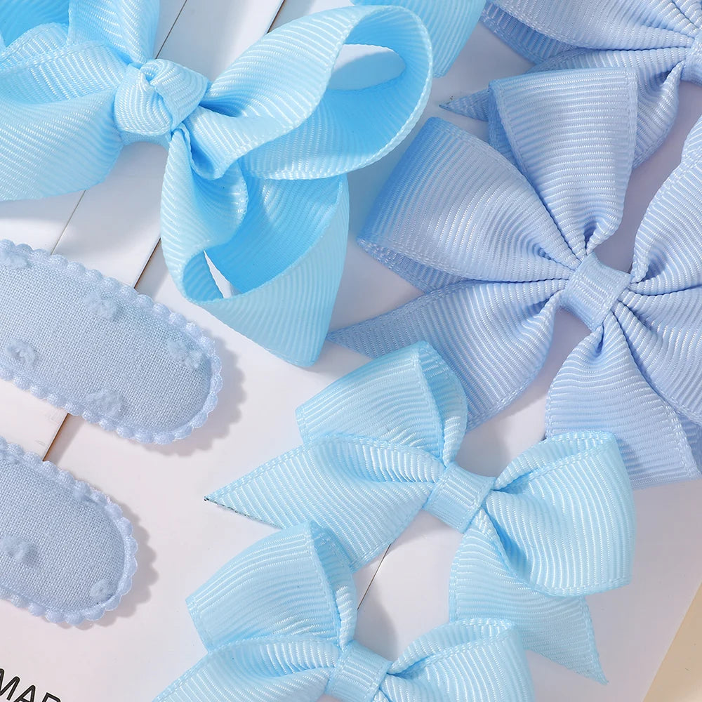 8Pcs Kids Bows Hair Clips Gift Set 4 Styles of Webbing BB Head Clips Sets Fashion Girls Hair Accessories Set