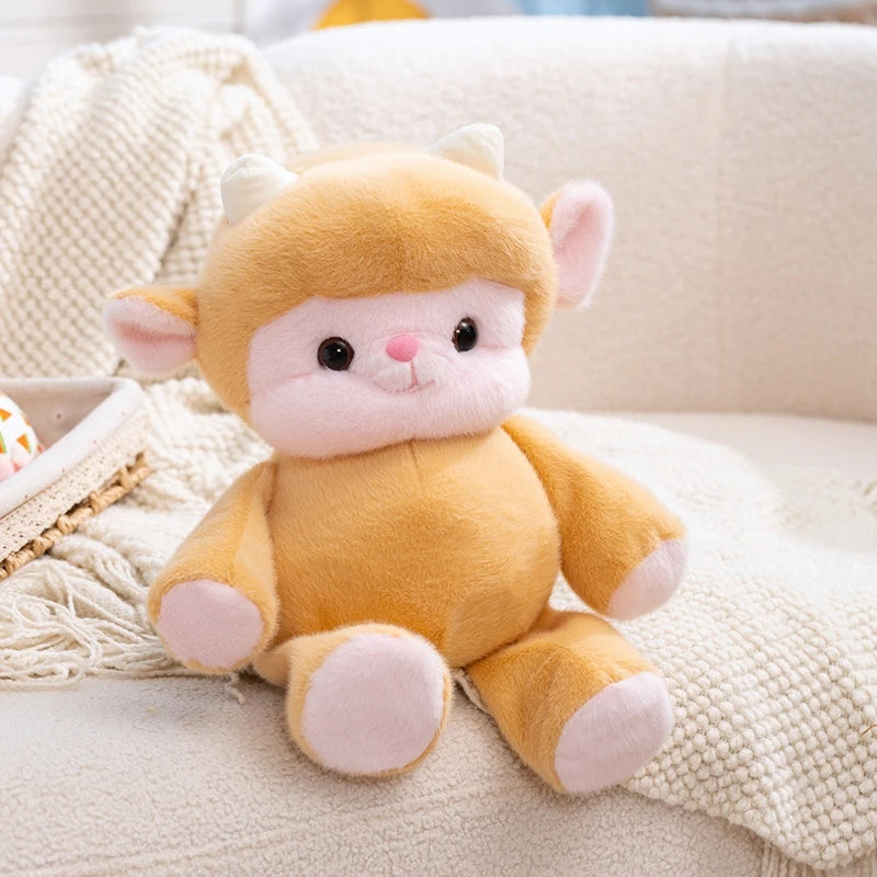 2026 Hot Cuddly Cartoon Sheep Plush Toys High Quality Fluffy Sitting Pose Doll Warm Cozy Children Companion Xmas Gift Home Decor