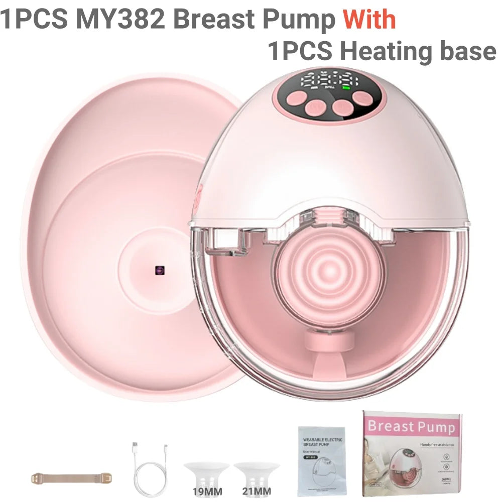 My My382 Wearable Electric Breast Pump Handsfree With UV Sterilize Heating Base BPA Free Double Pump