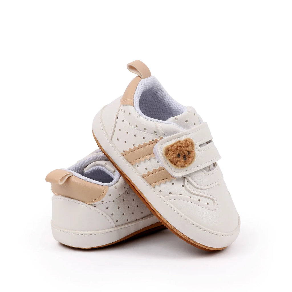 2025 0-18 Months Baby Boys Girls Sneakers Cute Bear Embroidery Infant First Walking Shoes Non-Skid Athletic Shoes
