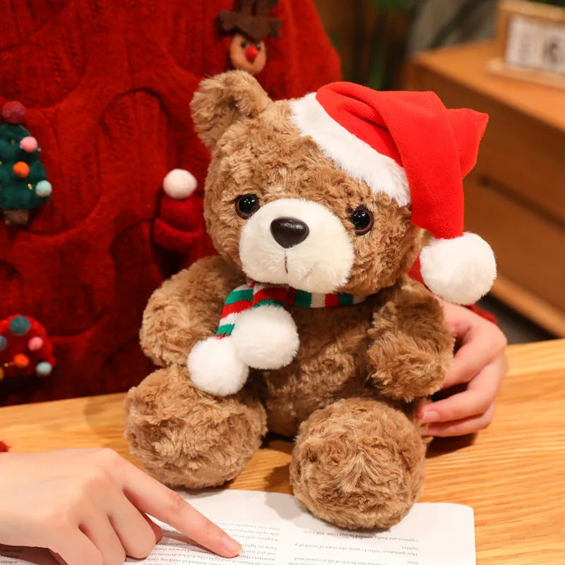 Lovely Cartoon Christmas Scarf Bear Penguin Soft Stuffed Elk Teddy Bear Doll Plush Toy Decoration Girl Boy Kids Christmas Gift