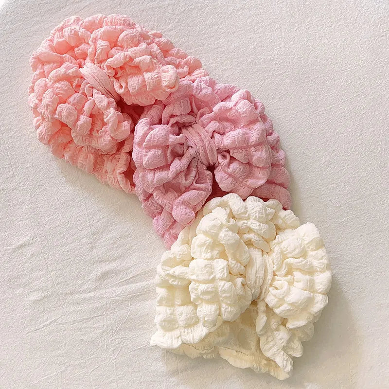 Bubble Print Beanie for Baby Girls Big Bowknot Turban Hat kids Indian Cap Cotton Beanies Infant Popcorn Hats Newborn Headwear
