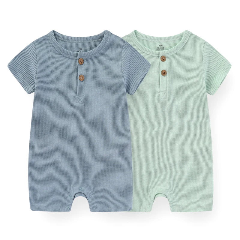 Kiddiezoom Unisex Short Sleeve Cotton Baby Romper Four Seasons One Piece Jumpsuit Newborn
