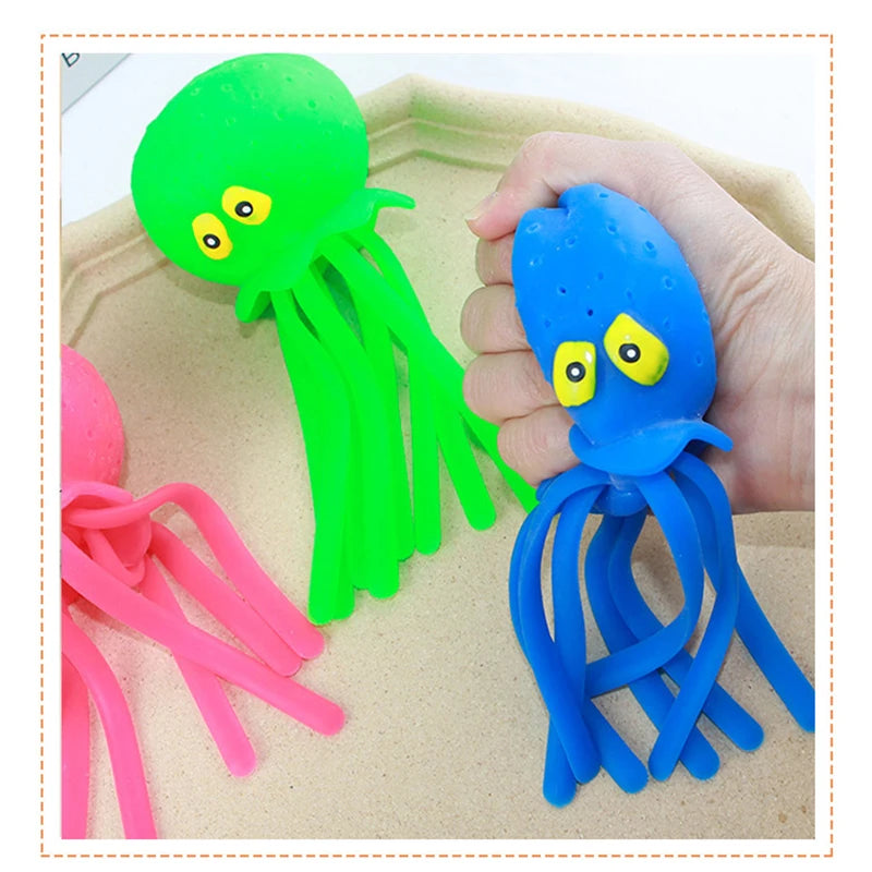 1/6pcs Water Playing Octopus Pinching and Playing Baby Bathing Anti Stress Squishy Fidget Toy Novelty Toy Party Favors