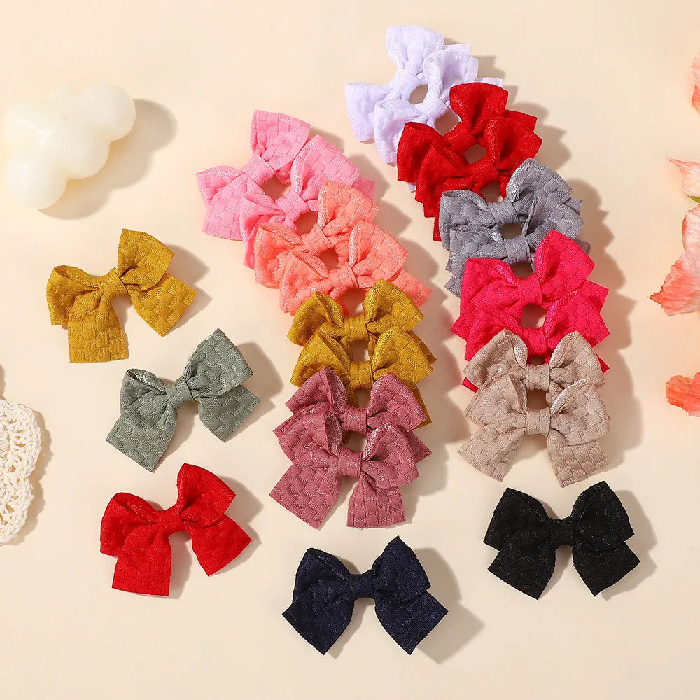 Random Color 40pcs Lattice Hair Bows Hair Clips for Girls Hairpin Handmade Bows Barrettes Headwear Children Hair Accessories