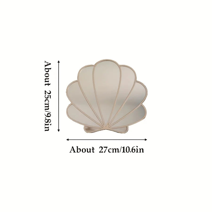 Scandinavian Wooden Shell Mirror - Anti-Shatter Silver Wall Decor