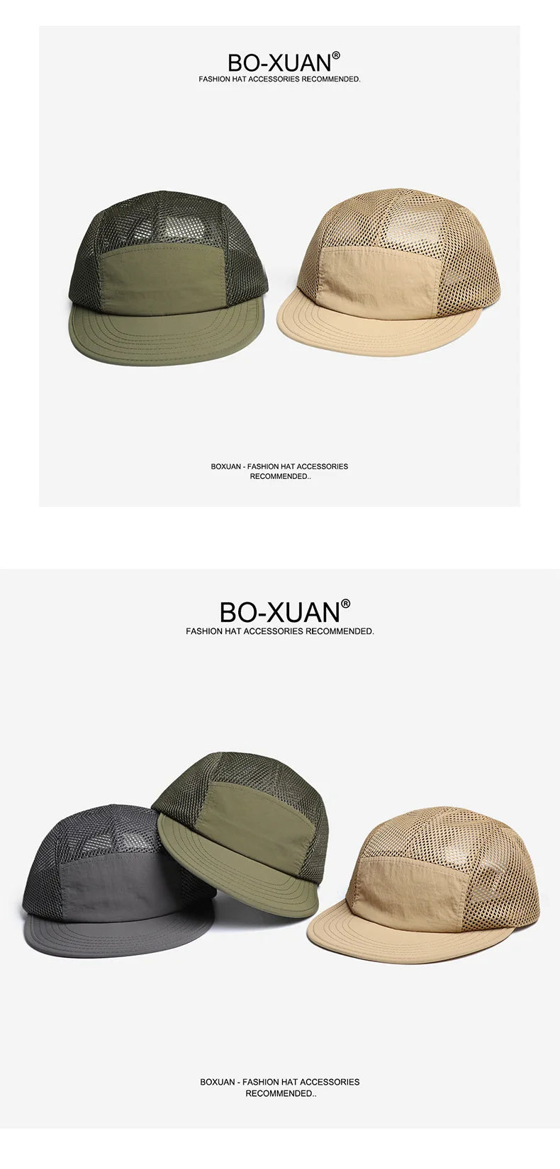 American Retro Mesh Breathable Flat Brim Men's Workwear Style Summer Outdoor Sports Quick-Dry Five-Panel Baseball Cap