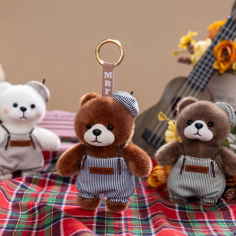 10cm New Kawaii Little Bears Pendant Plush Toy Stuffed Soft Animal Cartoon Bear Backpack School Bag Keychain Decor for Kids Gift