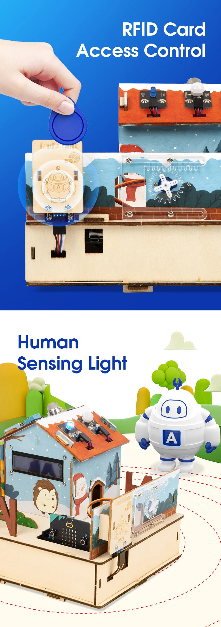 ACEBOTT Learning Kit Microbit Smart Home Automation Projects STEM Education Wooden House makecode