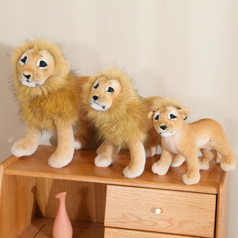 New Simulation Lion Tiger Leopard Plush Toys Home Decor Stuffed Cute Animals Dolls Gift For Children Birthday Christmas
