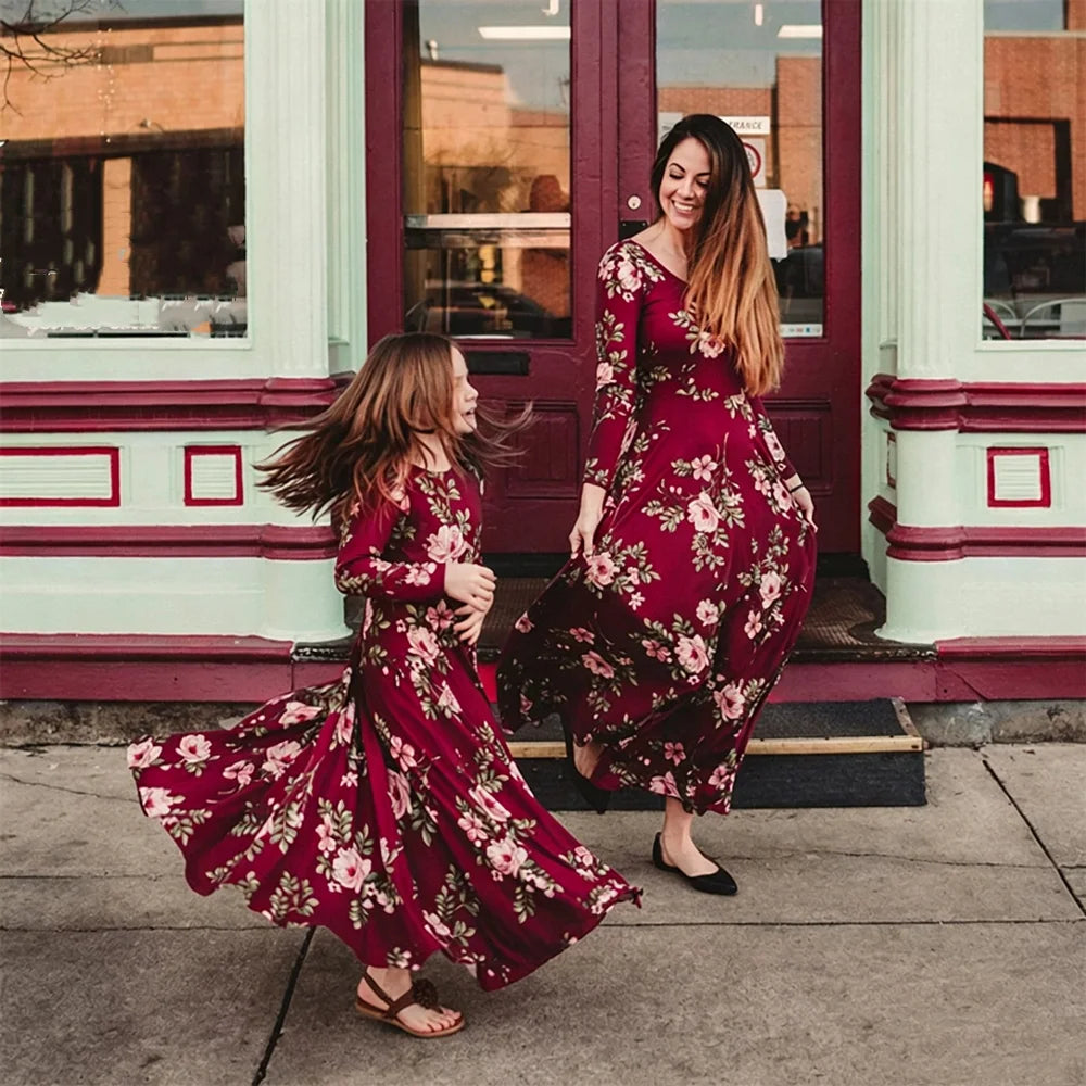 Summer Dress Women Casual Family Matching Outfits Mother Daughter Dress Girl Robe Boho Dresses Children's Clothing Vestidos