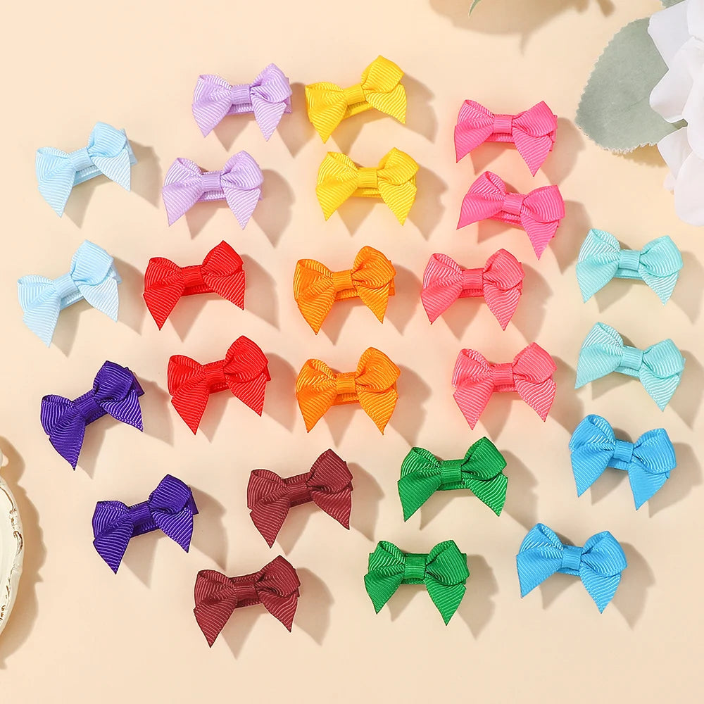 40pcs/Set Mini Hair Bows for Baby Girls 1.3'' Handmade Ribbon Bowknot Clips Toddler Kids Hair Accessories Cute Headwear