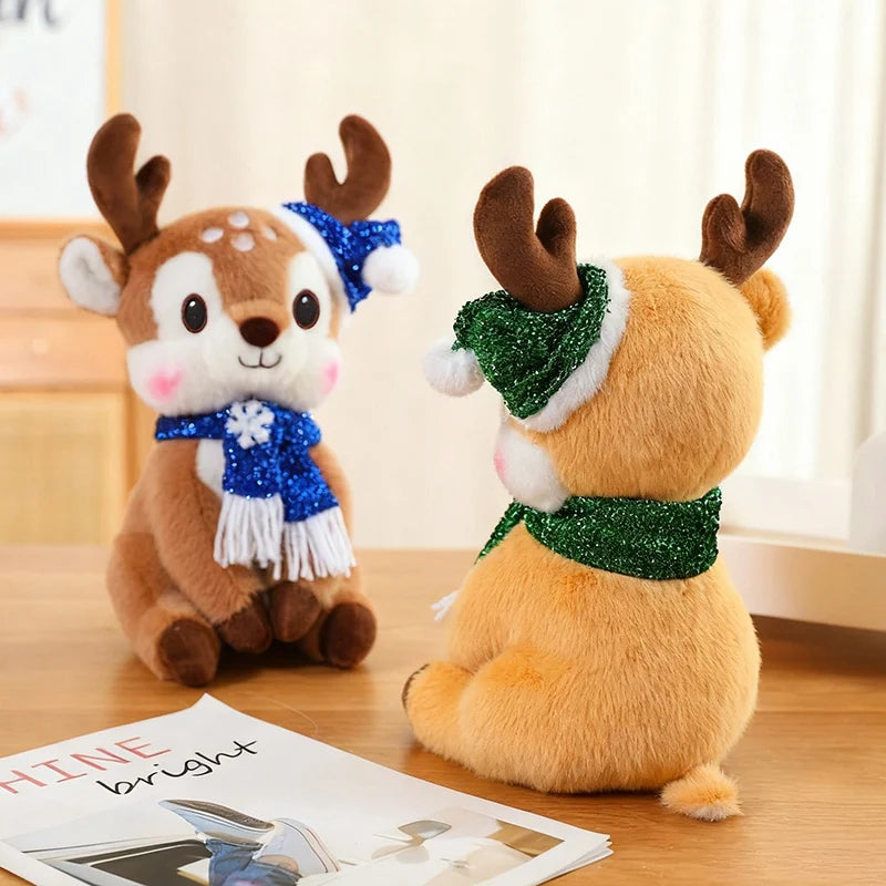 Latest Christmas Scarf, Deer Doll Pillow, Kawaii Stuffed Plush Toy Doll, Cartoon Anime, Cute Children's Birthday Gift, Fun Doll