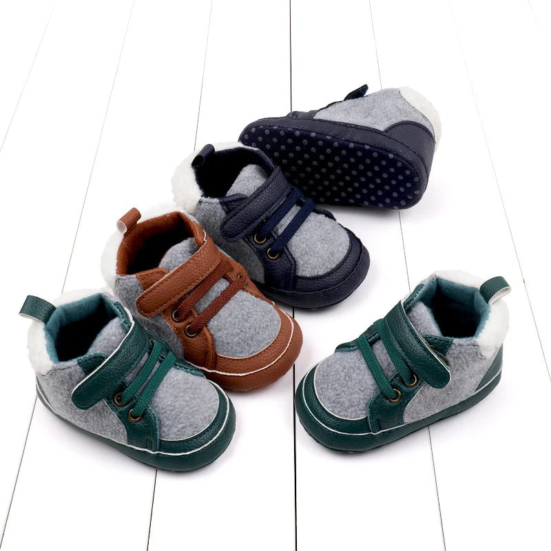 2025 Year New High-Top Trendy Fuzzy Shoes With Soft Rubber Sole Baby Shoes Baby Size Shoes Toddler Shoes Casual Walking Shoes