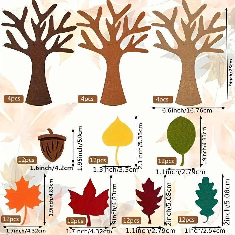 96pcs Classic Felt Tree Craft Kit  DIY Decor for Home Autumn Thanksgiving Party Gift, Tutor Door Wall Hanging Decoration