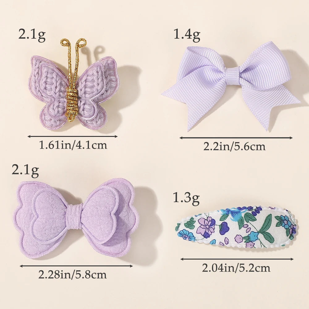 8Pcs/set Boutique Children's Hair Clip Hair Accessory Set Gift Knitted Butterfly Bangs Hairpin Ribbon Bows Hairgripes