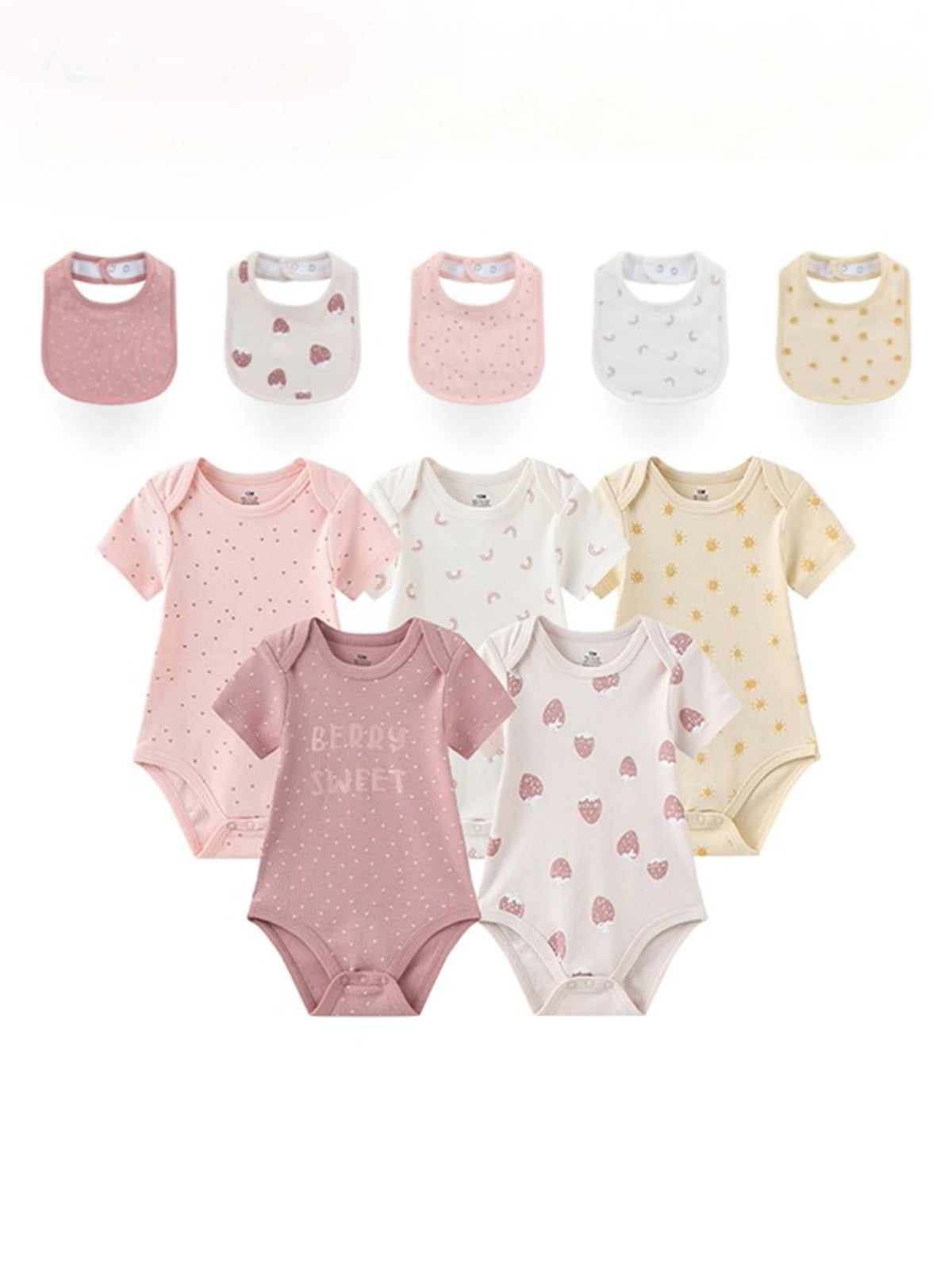 Bebe 10 Pack Baby Bodysuits And Bibs Set Unisex 0 12 Months Summer Newborn Clothing