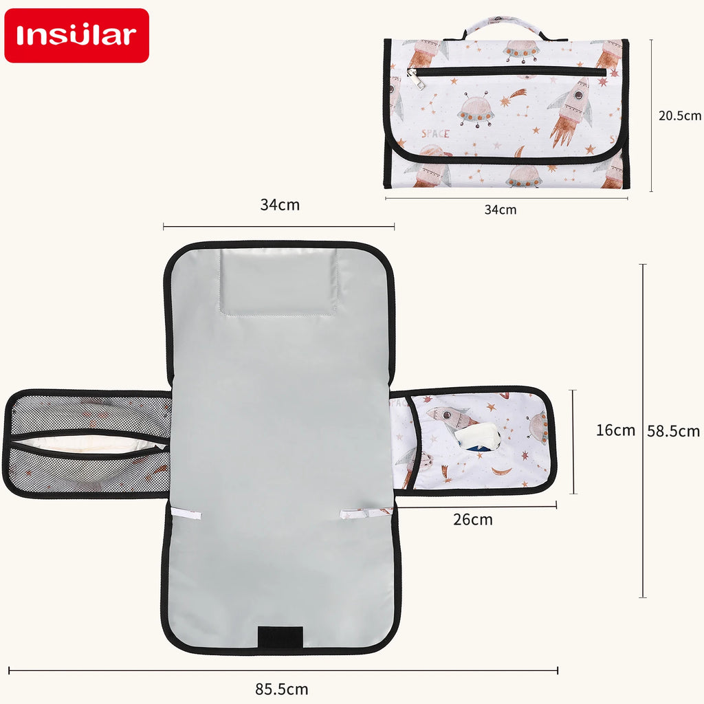 INSULAR Convenient Mattress 3-Layer Waterproof Diaper Changing Pad Foldable Storage Pack Washable Nappy Cushion Multi-functional