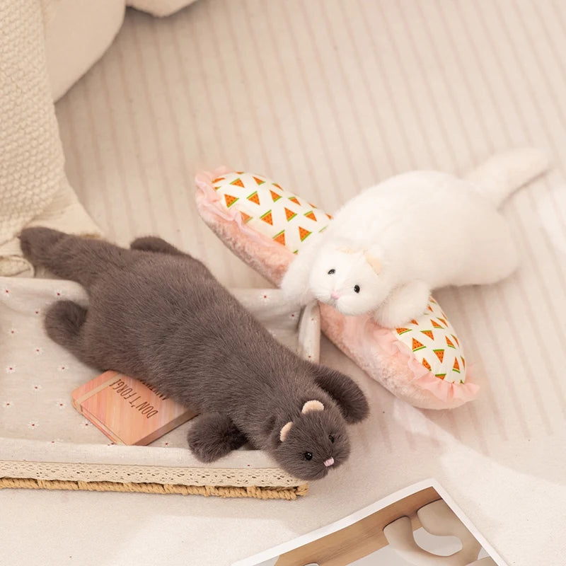 New Simulation Ferret Plush Toys Kawaii Lifelike Animal White Brown Mink Plushie Pillow Stuffed Soft Sofa Cushion Creative Gifts