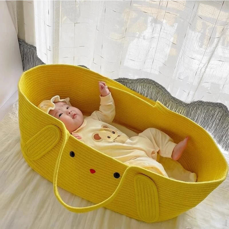 Newborn Infant Cradle Portable Outdoor Cotton Rope Woven Baby Sleeping Clothing Storage Nursery Storage Basket Toddler Nest Bed