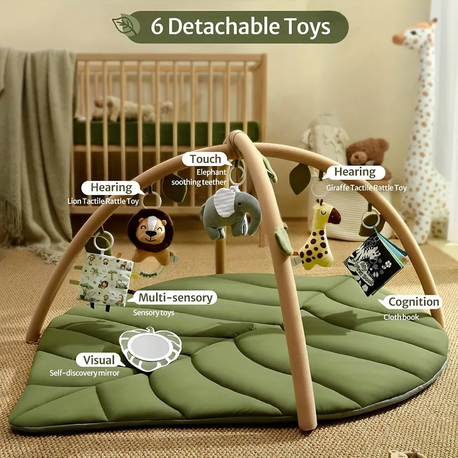 Toys Baby Leaf Game Mat Crawling Mat Fitness Rack with Pillow Crawling Mat Cloth Book Pendant Toy