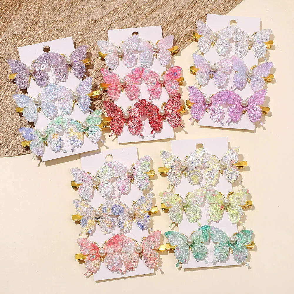 6Pcs Colorful Butterfly Hairpins Girl Hair Clips Barrettes Women Sweet Hair Ornament Rainbow Headwear Fashion Hair Accessories