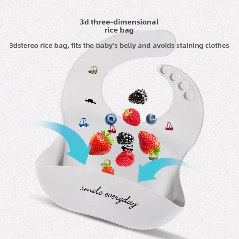 Maternal and Infant Products Baby Bib Waterproof Children's Silicone Bib, Baby Saliva Rice Pocket Leave-in Summer