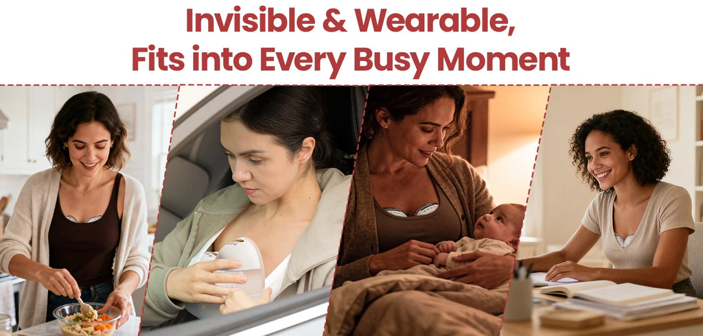 NCVI Electric Breast Pump, Hands-Free Breastfeeding Pump with 4 Modes & 9 Levels, Low Noise, 19/21/24mm Flanges