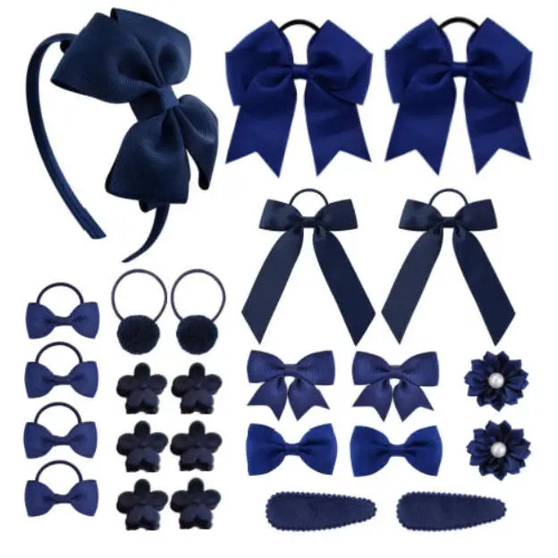 25pcs/set Hair Bows Headbands Hair Clip Hair Ties for Kids Girls Princess Cute Bowknot Hairbands Headwear Hair Accessories Set