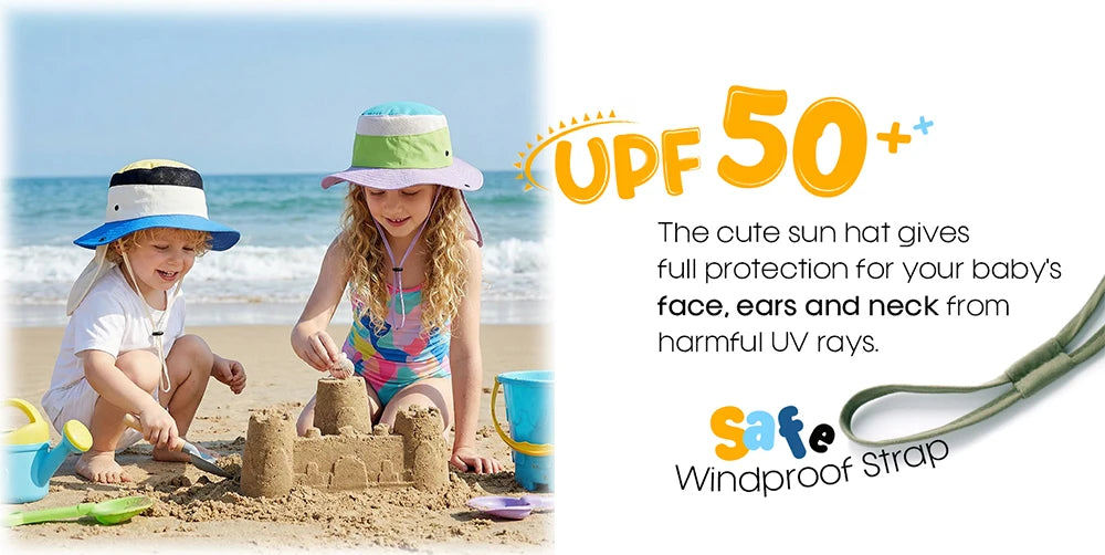 Children Summer Hat for Girls Boys Quick-dry Shawl Kids Bucket Hats Beach Travel Children Panama Kids Sun Cap 4-10Y
