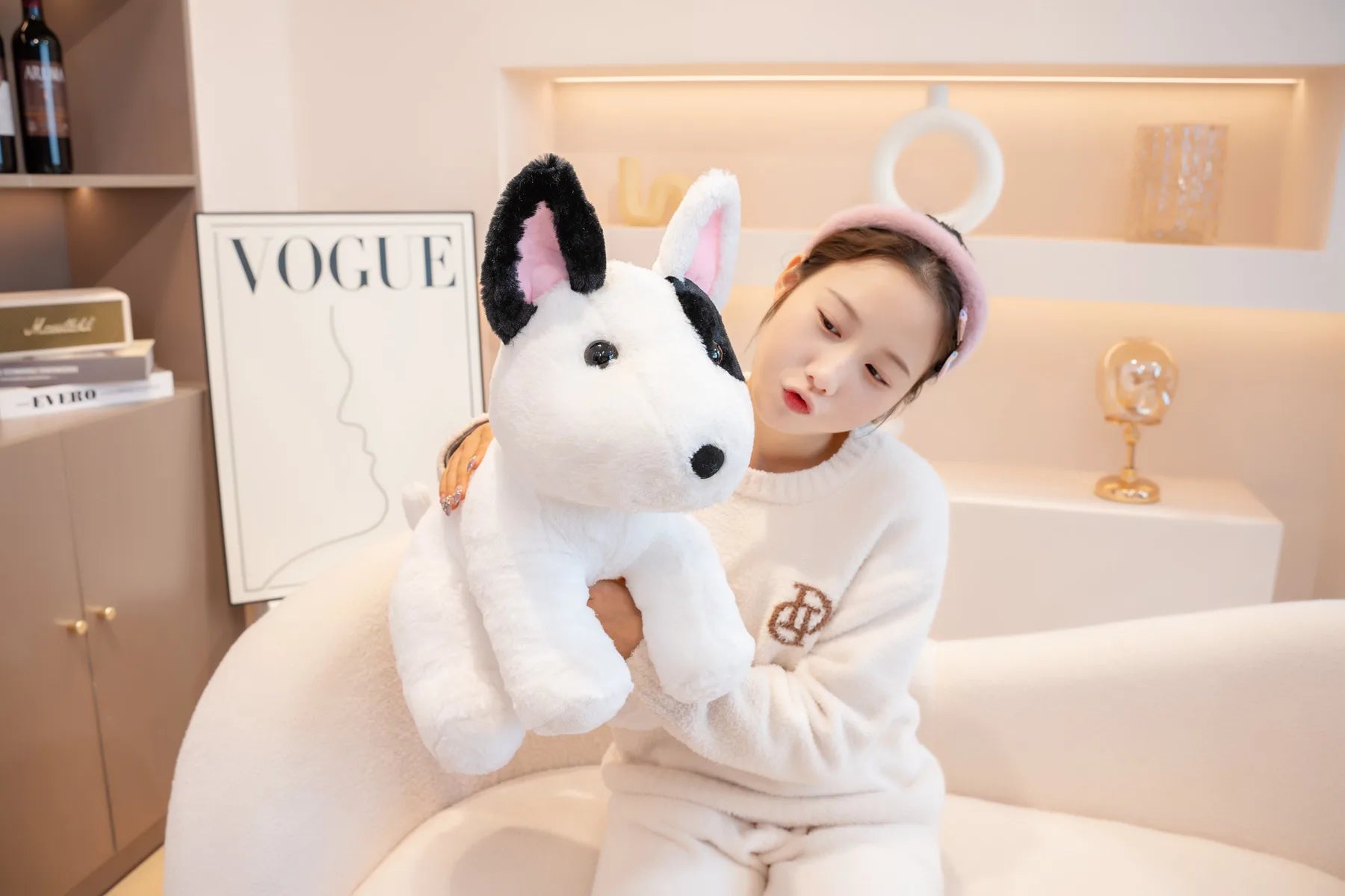 New 40/50cm Sitting Posture Bull Terrier Plush Toys Kawaii Pet Dog Stuffed Animal Toy Sleep Mate Throw Pillow Kid Birthday Gift