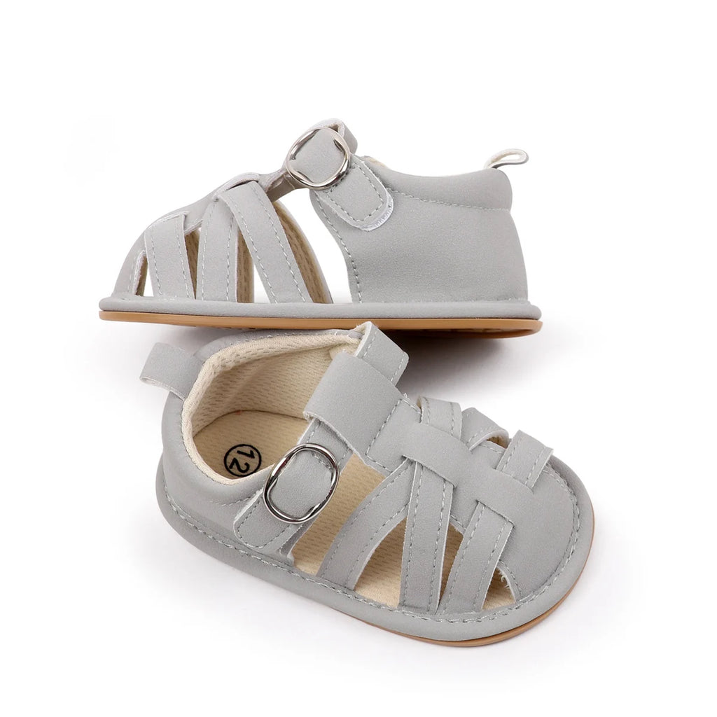 Cross Strap Hook and Loop Baby Walking Sandals Summer Lightweight Breathable Rubber Sole Newborn Casual Footwear For 0-18 Months